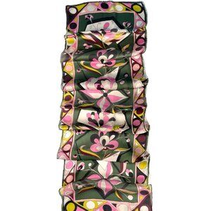 Vintage Emilio Pucci Silk Scarf Floral Geometric Print 13" x 54" Made in Italy